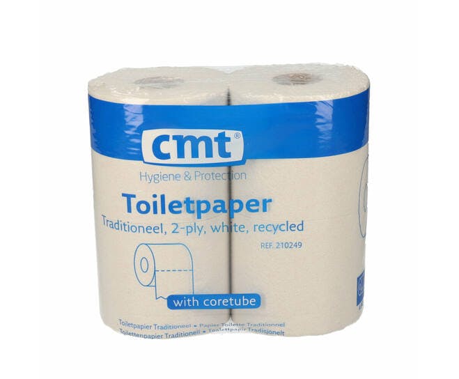 CMT 210249 Toiletpapier, 2-laags, wit, recycled, rol 400vel, pak 48 rol 01