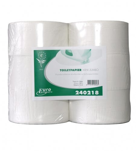 Toiletpapier 240218 Euro mini jumbo recycled 2 laags 180 mtr pak 12 rol  